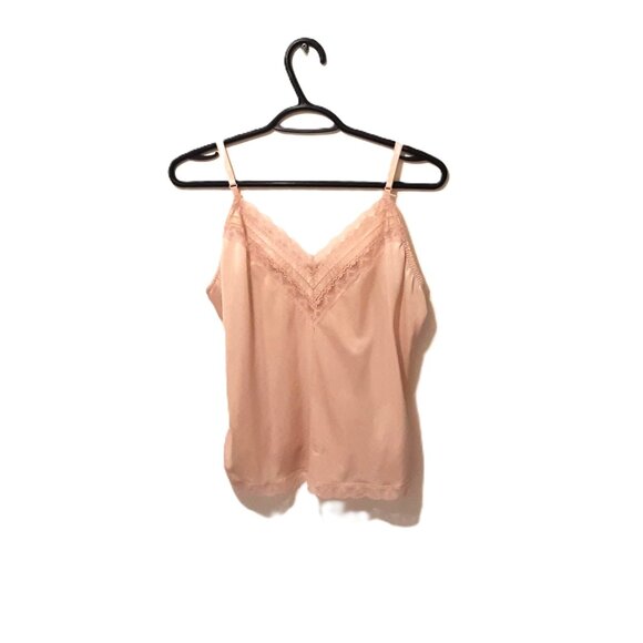 Vintage Bari Peach Nylon Camisole 1960s–70s Union Made Lingerie Top Lace Trim M - Picture 3 of 6